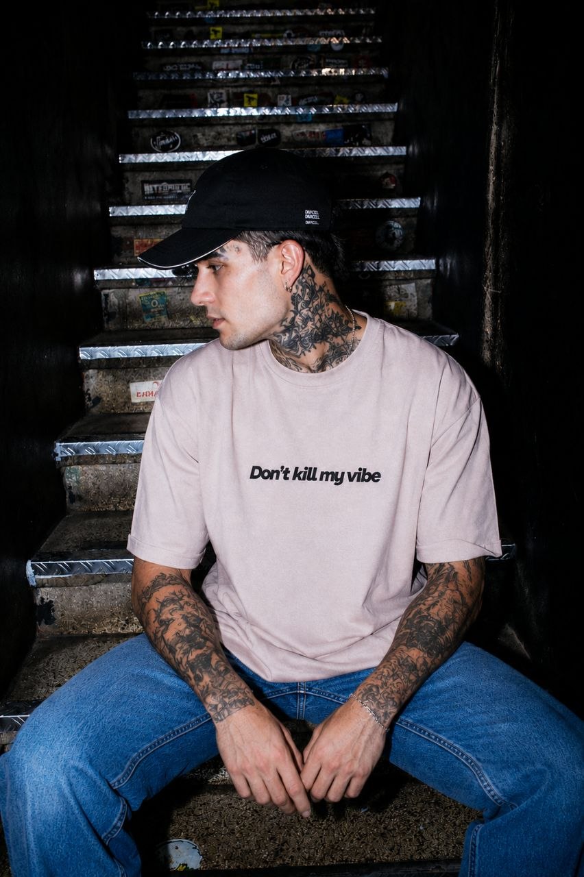 T-shirt Oversize Don't kill my vibe limited edition Pink