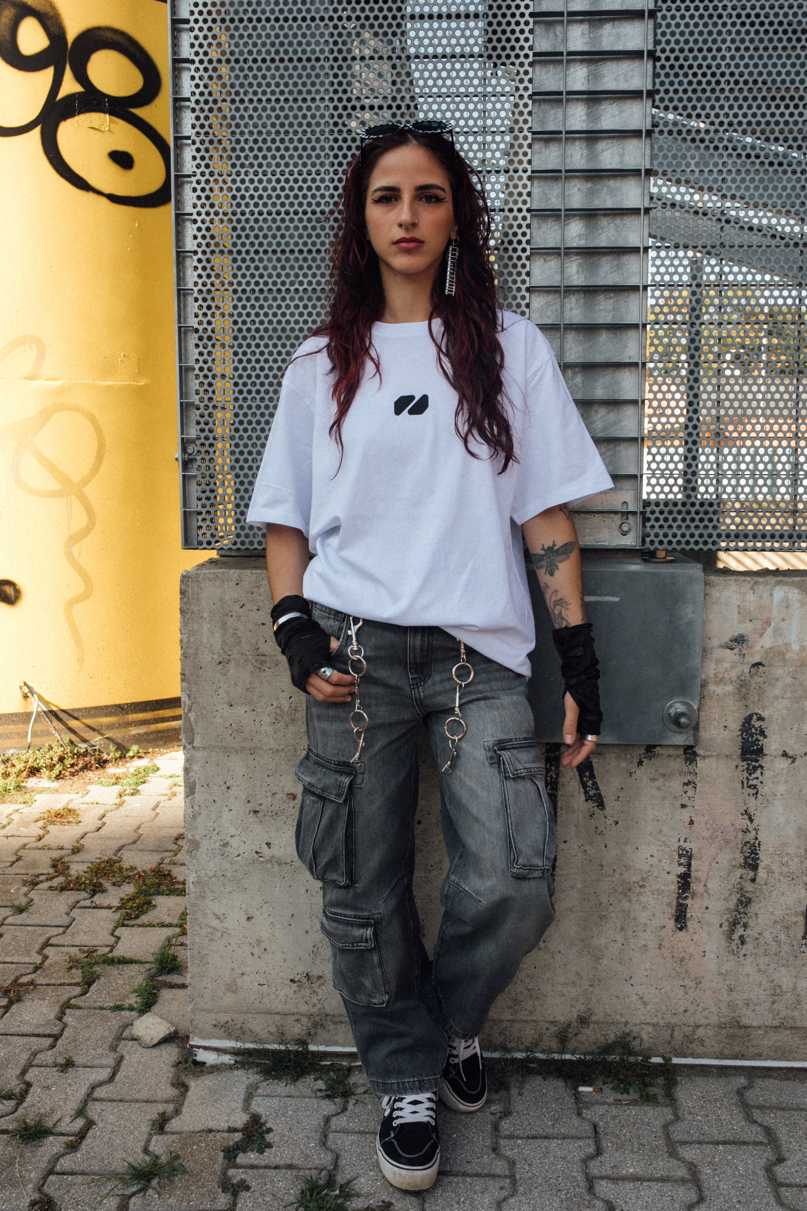 Kindergarten clubbing oversize White T-shirt